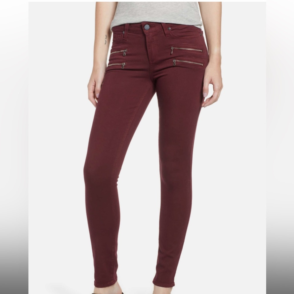 PAIGE EDGEMONT Plum Smoke Skinny Moto Jeans Size 25